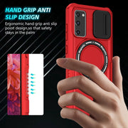 For Samsung Galaxy S20 FE Sliding Camshield Magsafe Holder TPU Hybrid PC Phone Case(Red)