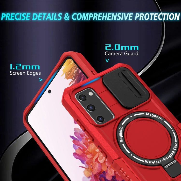 For Samsung Galaxy S20 FE Sliding Camshield Magsafe Holder TPU Hybrid PC Phone Case(Red)