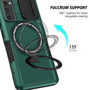 For Samsung Galaxy S20 FE Sliding Camshield Magsafe Holder TPU Hybrid PC Phone Case(Deep Green)