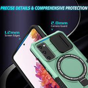 For Samsung Galaxy S20 FE Sliding Camshield Magsafe Holder TPU Hybrid PC Phone Case(Light Blue)