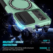 For Samsung Galaxy S20 FE Sliding Camshield Magsafe Holder TPU Hybrid PC Phone Case(Light Blue)
