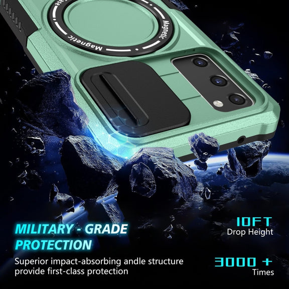 For Samsung Galaxy S20 FE Sliding Camshield Magsafe Holder TPU Hybrid PC Phone Case(Light Blue)