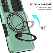 For Samsung Galaxy S20 FE Sliding Camshield Magsafe Holder TPU Hybrid PC Phone Case(Light Blue)