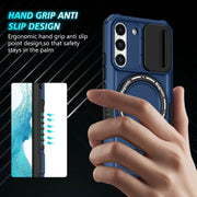 For Samsung Galaxy S22 5G Sliding Camshield Magsafe Holder TPU Hybrid PC Phone Case(Royal Blue)