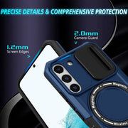 For Samsung Galaxy S22 5G Sliding Camshield Magsafe Holder TPU Hybrid PC Phone Case(Royal Blue)