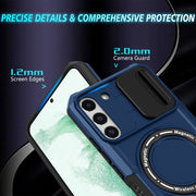 For Samsung Galaxy S22+ 5G Sliding Camshield Magsafe Holder TPU Hybrid PC Phone Case(Royal Blue)