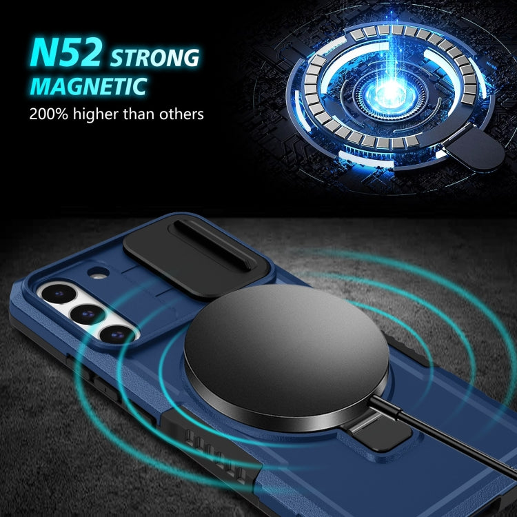For Samsung Galaxy S22+ 5G Sliding Camshield Magsafe Holder TPU Hybrid PC Phone Case(Royal Blue)
