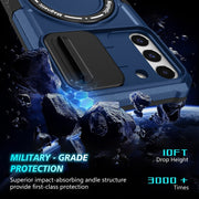 For Samsung Galaxy S22+ 5G Sliding Camshield Magsafe Holder TPU Hybrid PC Phone Case(Royal Blue)