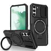 For Samsung Galaxy S22+ 5G Sliding Camshield Magsafe Holder TPU Hybrid PC Phone Case(Black)