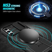 For Samsung Galaxy S22+ 5G Sliding Camshield Magsafe Holder TPU Hybrid PC Phone Case(Black)
