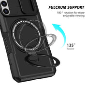 For Samsung Galaxy S22+ 5G Sliding Camshield Magsafe Holder TPU Hybrid PC Phone Case(Black)
