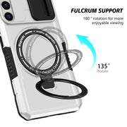 For Samsung Galaxy S22+ 5G Sliding Camshield Magsafe Holder TPU Hybrid PC Phone Case(Black White)