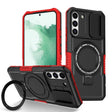 For Samsung Galaxy S22+ 5G Sliding Camshield Magsafe Holder TPU Hybrid PC Phone Case(Black Red) - Galaxy S22+ 5G Cases by PMC TechLife | Online Shopping South Africa | PMC TechLife | Buy Now Pay Later Mobicred