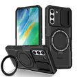 For Samsung Galaxy S21 FE 5G Sliding Camshield Magsafe Holder TPU Hybrid PC Phone Case(Black) - Galaxy Phone Cases by PMC TechLife | Online Shopping South Africa | PMC TechLife