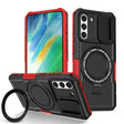 For Samsung Galaxy S21 FE 5G Sliding Camshield Magsafe Holder TPU Hybrid PC Phone Case(Black Red) - Galaxy Phone Cases by PMC TechLife | Online Shopping South Africa | PMC TechLife