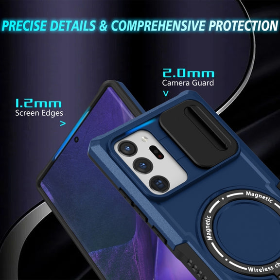 For Samsung Galaxy Note20 Ultra Sliding Camshield Magsafe Holder TPU Hybrid PC Phone Case(Royal Blue)