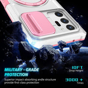 For Samsung Galaxy Note20 Ultra Sliding Camshield Magsafe Holder TPU Hybrid PC Phone Case(Pink White)