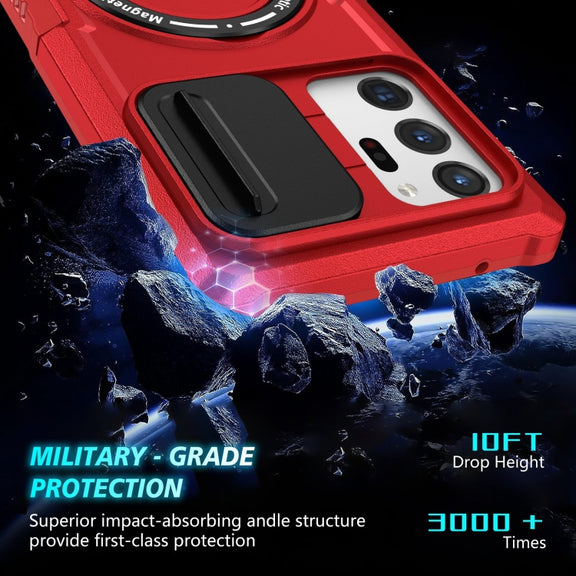 For Samsung Galaxy Note20 Ultra Sliding Camshield Magsafe Holder TPU Hybrid PC Phone Case(Red)