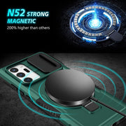 For Samsung Galaxy Note20 Ultra Sliding Camshield Magsafe Holder TPU Hybrid PC Phone Case(Deep Green)