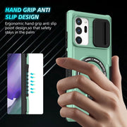 For Samsung Galaxy Note20 Ultra Sliding Camshield Magsafe Holder TPU Hybrid PC Phone Case(Light Blue)