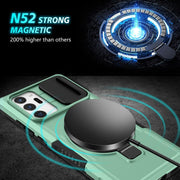 For Samsung Galaxy Note20 Ultra Sliding Camshield Magsafe Holder TPU Hybrid PC Phone Case(Light Blue)