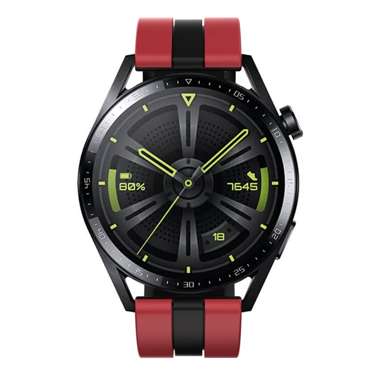 For Huawei Watch GT 3 / GT 3 Pro Vertical Two Color Silicone Watch Band(Dark Red+Black)