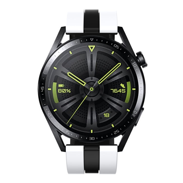 For Huawei Watch GT 3 / GT 3 Pro Vertical Two Color Silicone Watch Band(White+Black)