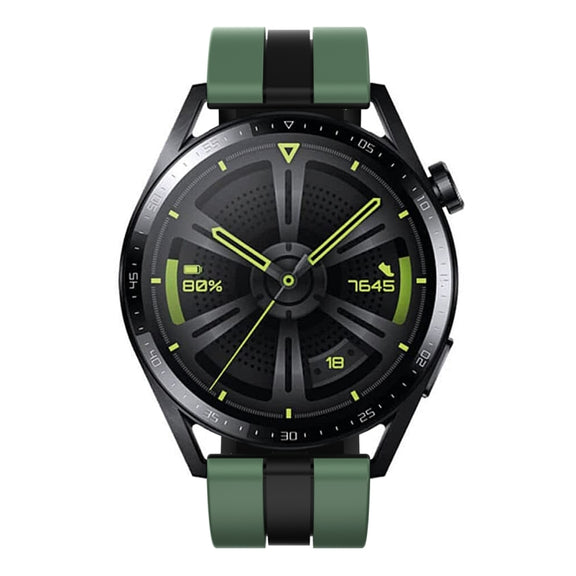 For Huawei Watch GT 3 / GT 3 Pro Vertical Two Color Silicone Watch Band(Olive Green+Black)