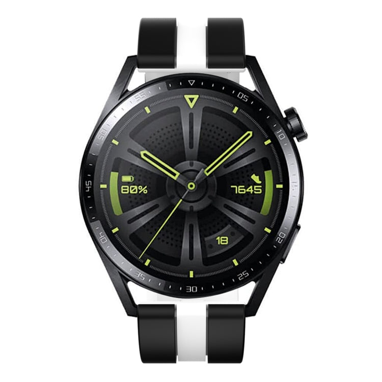 For Huawei Watch GT 3 / GT 3 Pro Vertical Two Color Silicone Watch Band(Black+White)
