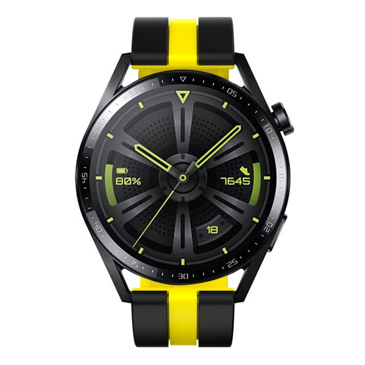 For Huawei Watch GT 3 / GT 3 Pro Vertical Two Color Silicone Watch Band(Black+Yellow)