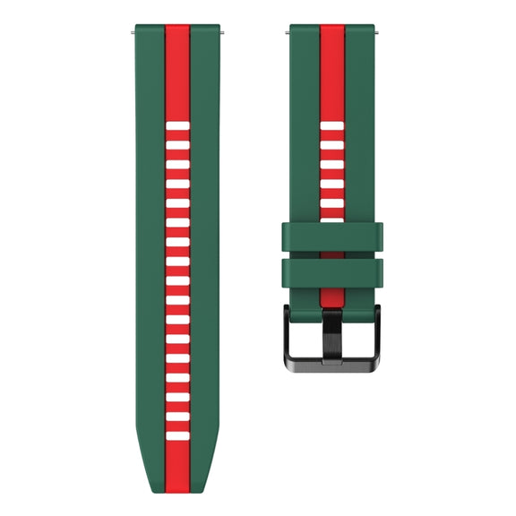 For Huawei Watch GT 3 / GT 3 Pro Vertical Two Color Silicone Watch Band(Dark Green+Red)