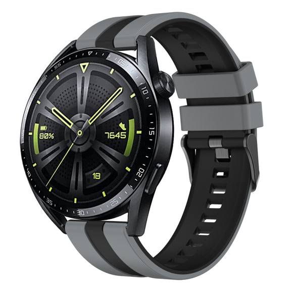 For Huawei Watch GT 3 / GT 3 Pro Vertical Two Color Silicone Watch Band(Dark Grey+Black)