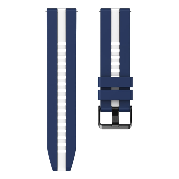 For Huawei Watch GT 3 / GT 3 Pro Vertical Two Color Silicone Watch Band(Dark Blue+White)