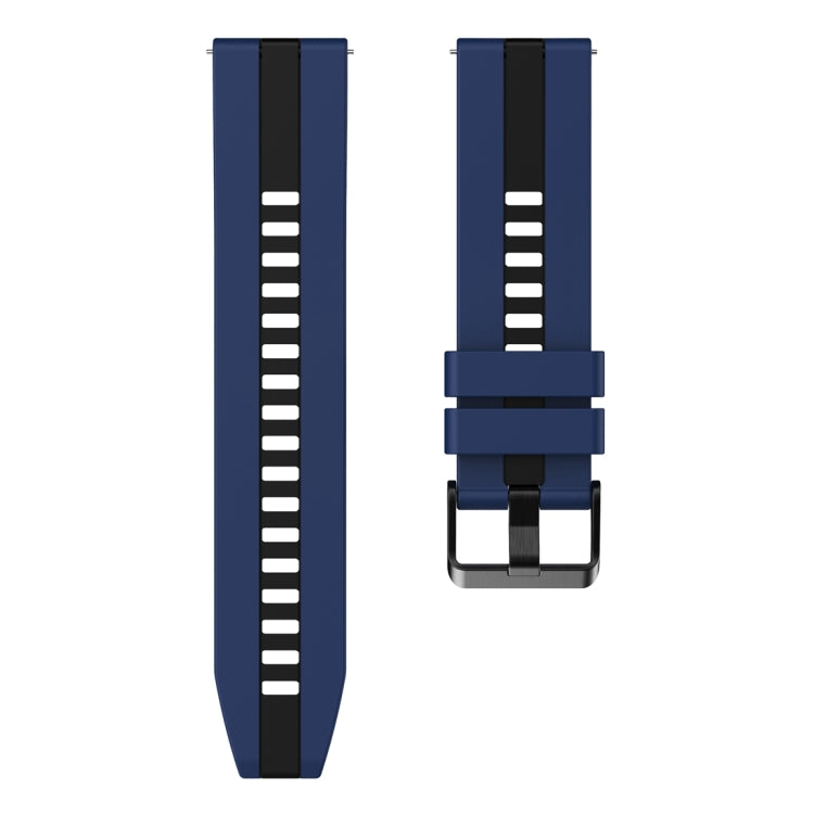 For Huawei Watch GT 3 / GT 3 Pro Vertical Two Color Silicone Watch Band(Dark Blue+Black)