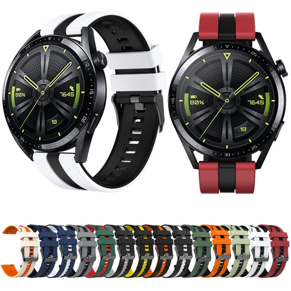 For Huawei Watch GT 3 / GT 3 Pro Vertical Two Color Silicone Watch Band(Dark Grey+Black)