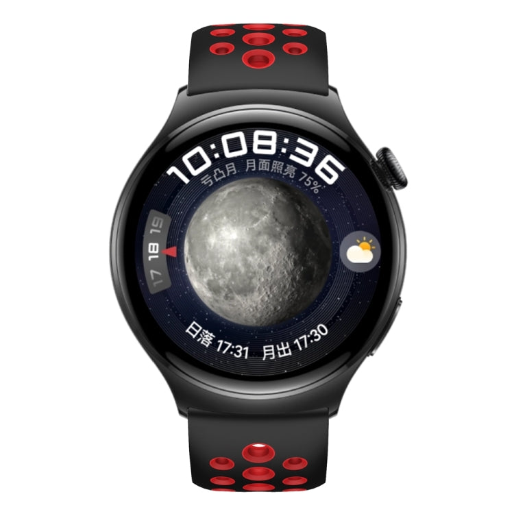 For Huawei Watch 4 Two Color Round Hole Silicone Watch Band(Black Red)