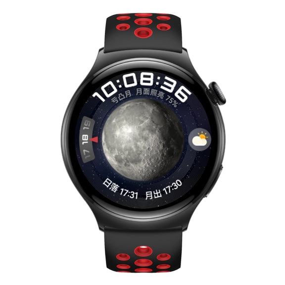 For Huawei Watch 4 Two Color Round Hole Silicone Watch Band(Black Red)