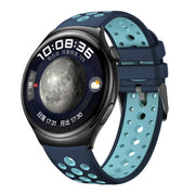 For Huawei Watch 4 Two Color Round Hole Silicone Watch Band(Lake Cyan)