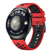 For Huawei Watch 4 Two Color Round Hole Silicone Watch Band(Red Black)