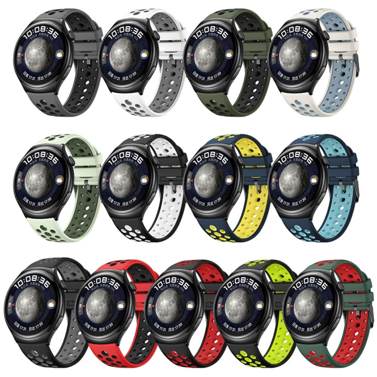 For Huawei Watch 4 Two Color Round Hole Silicone Watch Band(Mint Green)