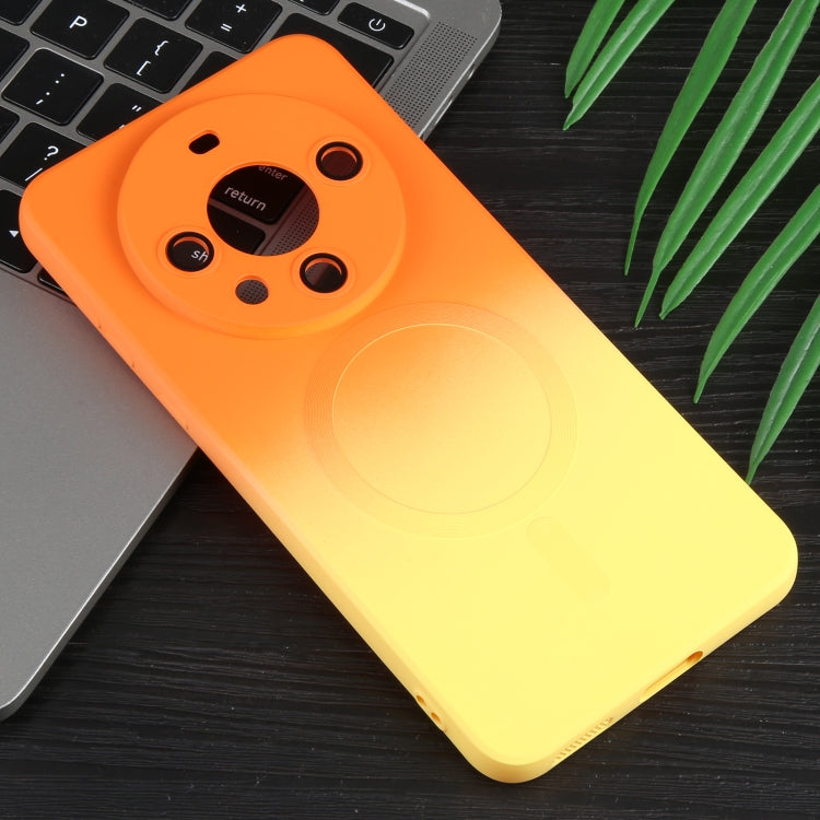 For Huawei Mate 60 Liquid TPU Silicone Gradient MagSafe Phone Case(Orange Yellow)