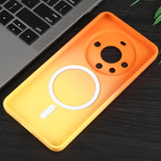 For Huawei Mate 60 Liquid TPU Silicone Gradient MagSafe Phone Case(Orange Yellow)