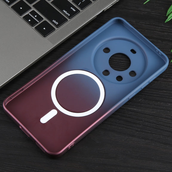 For Huawei Mate 60 Liquid TPU Silicone Gradient MagSafe Phone Case(Blue Purple)