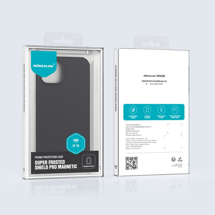 For iPhone 15 NILLKIN Frosted Shield Pro Magnetic Magsafe Phone Case(Black)