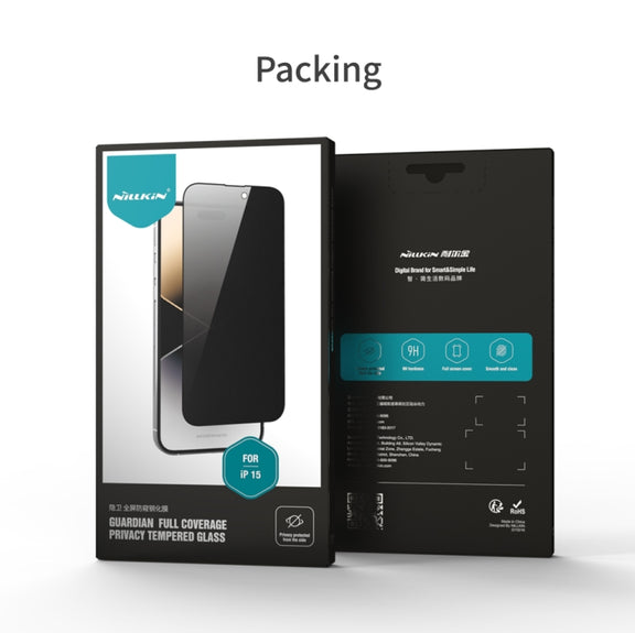 For iPhone 15 NILLKIN Guardian Full Coverage Privacy Tempered Glass Film
