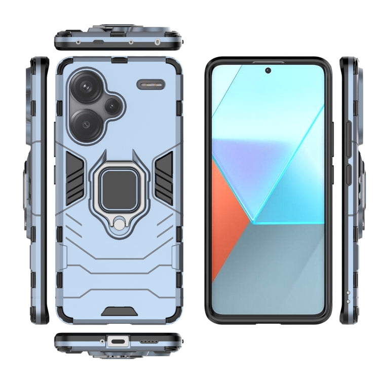 For Xiaomi Redmi Note 13 Pro+ Shockproof PC + TPU Holder Phone Case(Navy Blue)