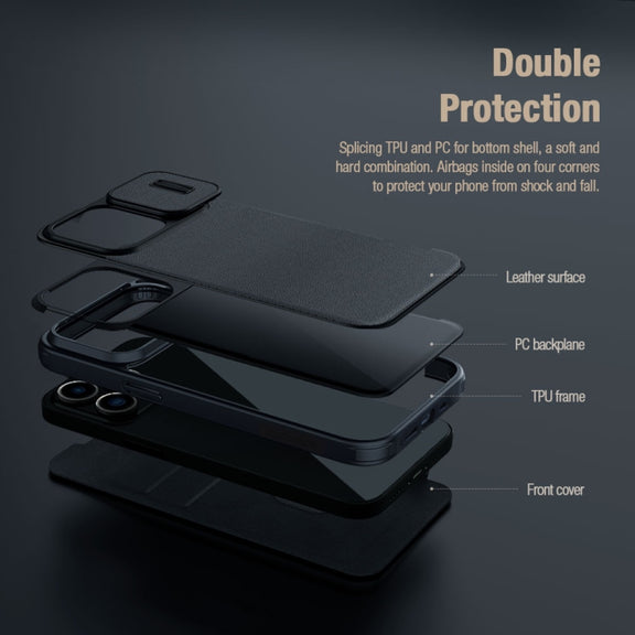 For iPhone 15 Pro NILLKIN QIN Series Pro Plain Leather Phone Case(Green)