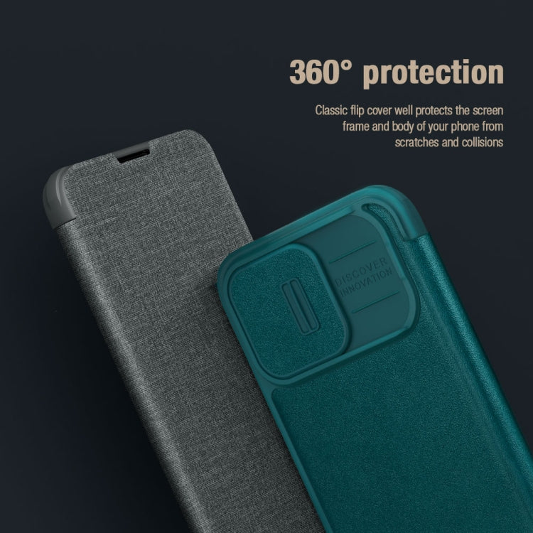 For iPhone 15 Pro NILLKIN QIN Series Pro Plain Leather Phone Case(Green)