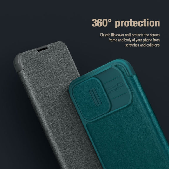 For iPhone 15 Pro NILLKIN QIN Series Pro Plain Leather Phone Case(Green)