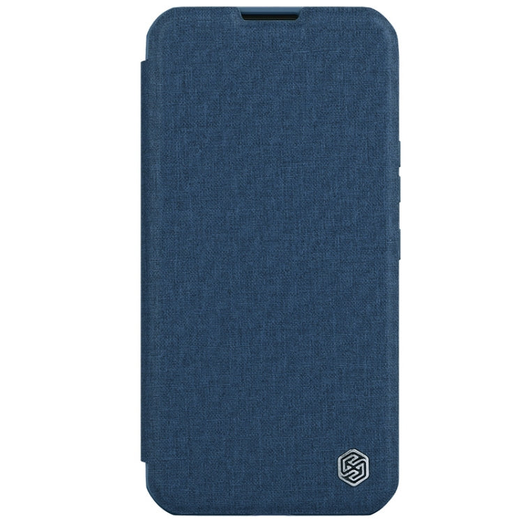 For iPhone 15 Plus NILLKIN QIN Series Pro Fabric Textured Leather Phone Case(Blue)